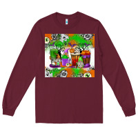 Burgundy Halloween Coffee Cups Long Sleeve Tee - texasbilliewilder
