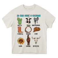 Cream so god made a cowboy Heavy Core Tee - MaliasSmallBusiness