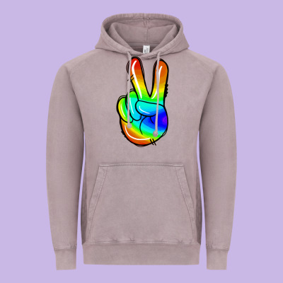 Rainbow Peace Sign Vintage Hoodie Designed By Jasminsmagicworld