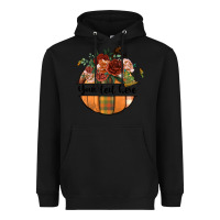 Black preview customize floral pumpkin Heavyweight Hoodie - BundleAndBundleShop