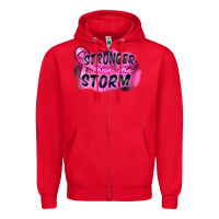 Red Stronger than the storm Zipper Hoodie - FaDigitalArtStudio