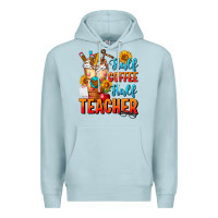 Blue Mist Half Coffee Half Teacher Premium Hoodie - FaDigitalArtStudio