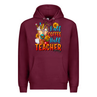 Burgundy Half Coffee Half Teacher Premium Hoodie - FaDigitalArtStudio