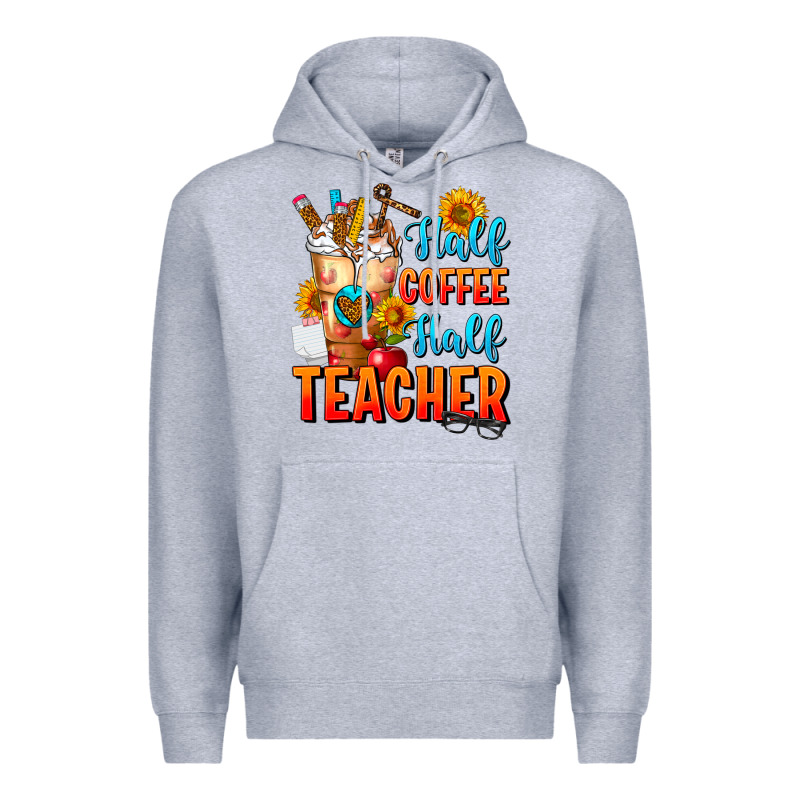 Half Coffee Half Teacher Premium Hoodie by FaDigitalArtStudio | Teevron