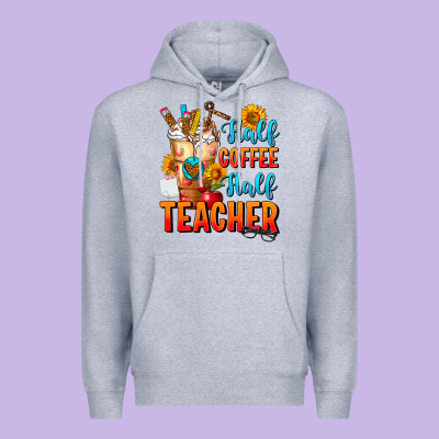 Half Coffee Half Teacher Premium Hoodie Designed By Fadigitalartstudio