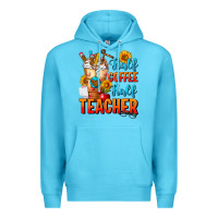 Ocean Blue Half Coffee Half Teacher Premium Hoodie - FaDigitalArtStudio