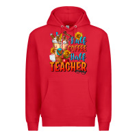Red Half Coffee Half Teacher Premium Hoodie - FaDigitalArtStudio
