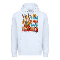 White Half Coffee Half Teacher Premium Hoodie - FaDigitalArtStudio