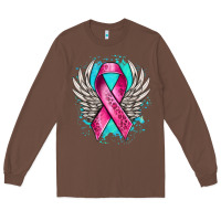 Chestnut cancer ribbon with angel wings Long Sleeve Tee - NancyCooperArtShop