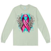 Cancer Ribbon With Angel Wings Long Sleeve Tee | Teevron