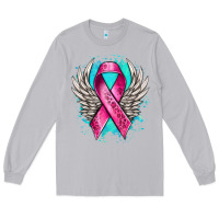 Moon Dust cancer ribbon with angel wings Long Sleeve Tee - NancyCooperArtShop
