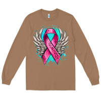 Toasted Coconut cancer ribbon with angel wings Long Sleeve Tee - NancyCooperArtShop