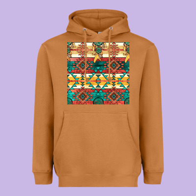 Native American Aztec Seamless Pattern Heavyweight Hoodie Designed By Bundleandbundleshop