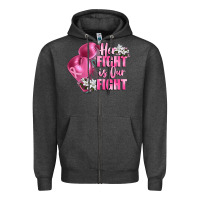 Charcoal Heather her fight is our fight Breast cancer awareness Zipper Hoodie - FaDigitalArtStudio