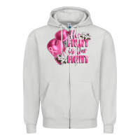 Dove Grey her fight is our fight Breast cancer awareness Zipper Hoodie - FaDigitalArtStudio