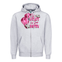 Heather Grey her fight is our fight Breast cancer awareness Zipper Hoodie - FaDigitalArtStudio