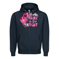 Navy her fight is our fight Breast cancer awareness Zipper Hoodie - FaDigitalArtStudio