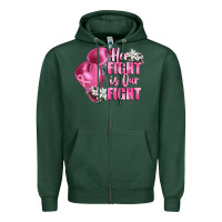 Sports Green her fight is our fight Breast cancer awareness Zipper Hoodie - FaDigitalArtStudio