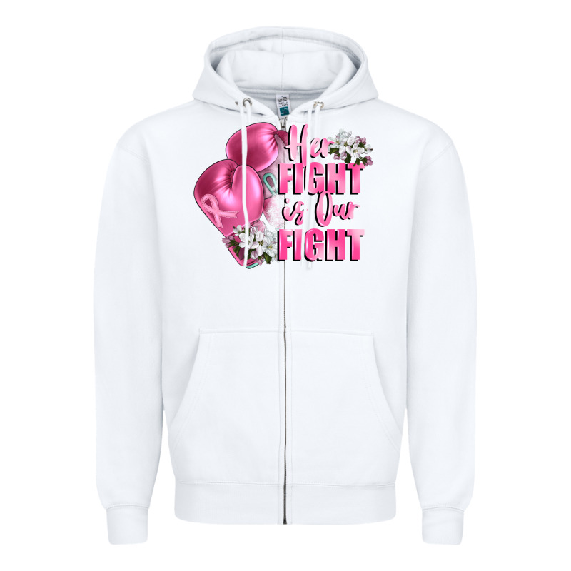 Her Fight Is Our Fight Breast Cancer Awareness Zipper Hoodie by FaDigitalArtStudio | Teevron