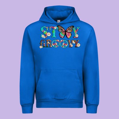 Stay Groovy With Butterfly Peace Sign And Flowers Urban Hoodie Designed By Artiststas