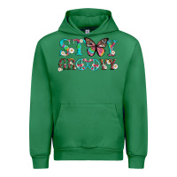 Emerald stay groovy with butterfly peace sign and flowers Urban Hoodie - Artiststas