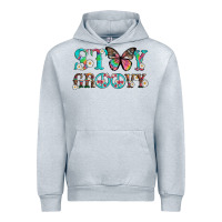 Heather Grey stay groovy with butterfly peace sign and flowers Urban Hoodie - Artiststas