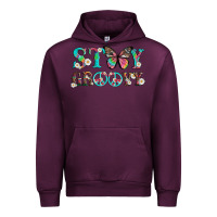 Mauve Wine stay groovy with butterfly peace sign and flowers Urban Hoodie - Artiststas