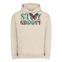 Pigment French Oak stay groovy with butterfly peace sign and flowers Urban Hoodie - Artiststas
