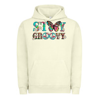 Pigment Pistachio stay groovy with butterfly peace sign and flowers Urban Hoodie - Artiststas
