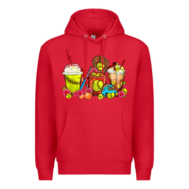 Softball Coffee Cups Premium Hoodie by FaDigitalArtStudio | Teevron