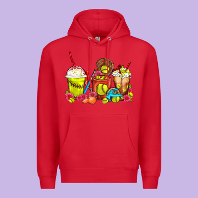Softball Coffee Cups Premium Hoodie Designed By Fadigitalartstudio