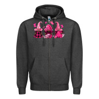 Charcoal Heather breast cancer afro gnomies Zipper Hoodie - FaDigitalArtStudio