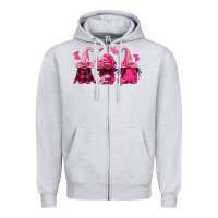 Heather Grey breast cancer afro gnomies Zipper Hoodie - FaDigitalArtStudio