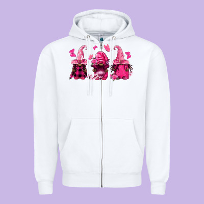Breast Cancer Afro Gnomies Zipper Hoodie Designed By Fadigitalartstudio