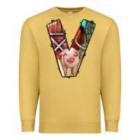 Antique Gold farm life alphabet lowercase letters v Premium Sweatshirt - BundleAndBundleShop