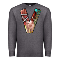 Charcoal Heather farm life alphabet lowercase letters v Premium Sweatshirt - BundleAndBundleShop