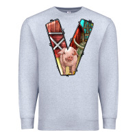 Heather Grey farm life alphabet lowercase letters v Premium Sweatshirt - BundleAndBundleShop