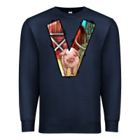 Navy farm life alphabet lowercase letters v Premium Sweatshirt - BundleAndBundleShop