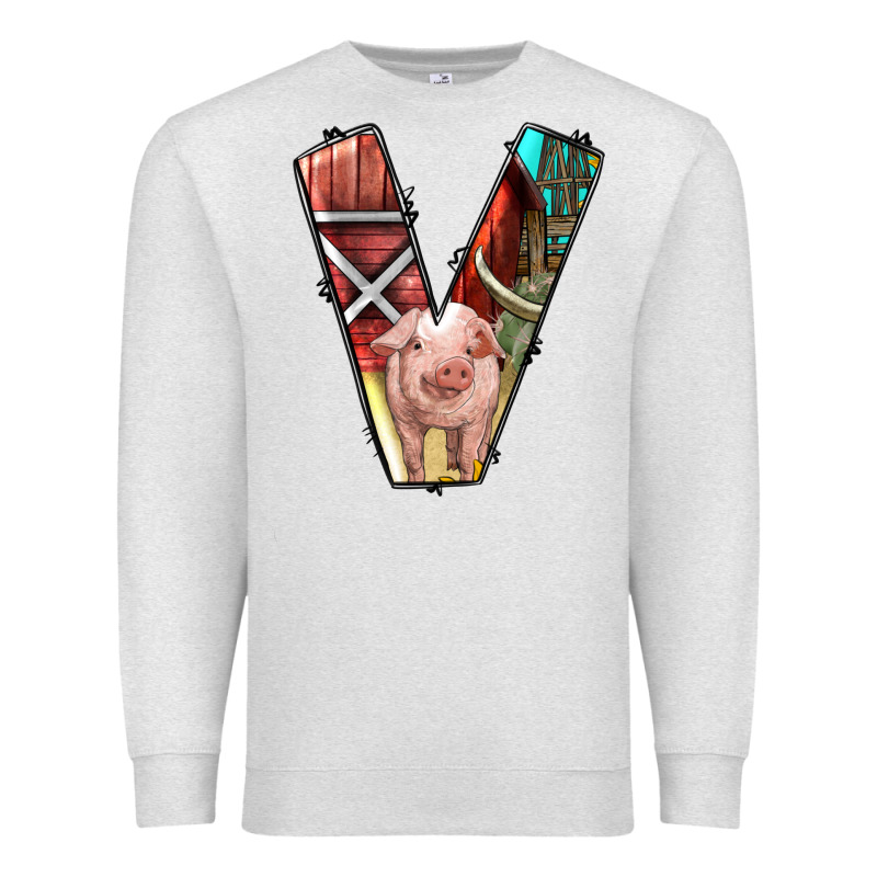 Farm Life Alphabet Lowercase Letters V Premium Sweatshirt by BundleAndBundleShop | Teevron