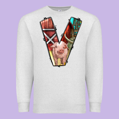 Farm Life Alphabet Lowercase Letters V Premium Sweatshirt Designed By Bundleandbundleshop