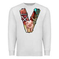 Oatmeal Heather farm life alphabet lowercase letters v Premium Sweatshirt - BundleAndBundleShop