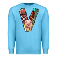 Ocean Blue farm life alphabet lowercase letters v Premium Sweatshirt - BundleAndBundleShop