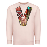 Pale Pink farm life alphabet lowercase letters v Premium Sweatshirt - BundleAndBundleShop