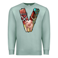 Seafoam farm life alphabet lowercase letters v Premium Sweatshirt - BundleAndBundleShop