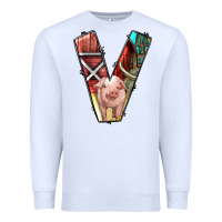 White farm life alphabet lowercase letters v Premium Sweatshirt - BundleAndBundleShop