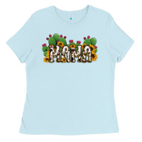 Baby Blue Cactus Cowhide Sunflower Mama and Mini Set Ladies Tee - Jasminsmagicworld
