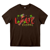 Chocolate Brown mardi gras love crawfish Heavy Core Tee - MaliasSmallBusiness