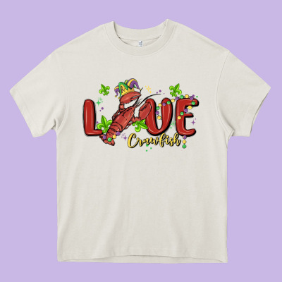 Mardi Gras Love Crawfish Heavy Core Tee Designed By Maliassmallbusiness