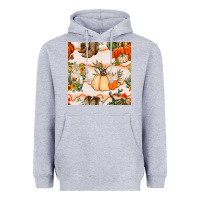 Heather Grey fall heifer seamless pattern Heavyweight Hoodie - BundleAndBundleShop