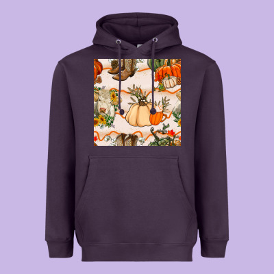 Fall Heifer Seamless Pattern Heavyweight Hoodie Designed By Bundleandbundleshop